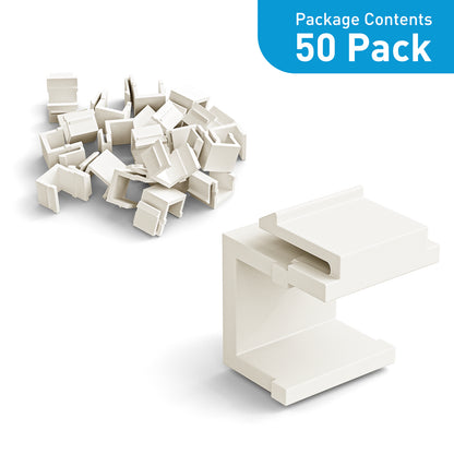 ZoeRax 50-Pack Blank Keystone Jack Inserts for Keystone Wall Plate and Patch Panel, White