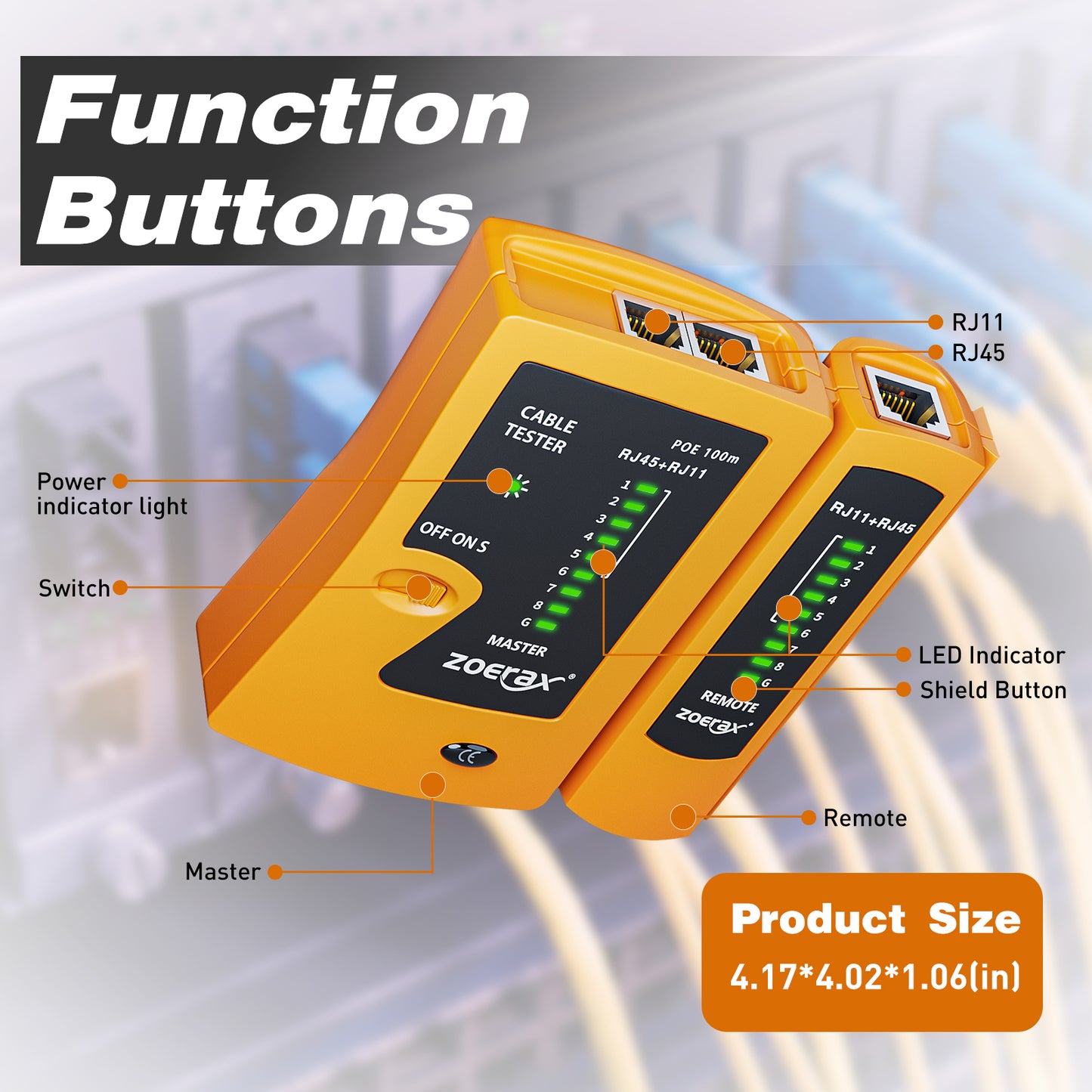 Network Cable Tester RJ45 LAN Cable Test Support POE for RJ45 Cat5 Cat5e Cat6 Cat6a Cat7 UTP/Shielded Cable and RJ11 RJ12 ethernet Cable Tester （Battery not Included）