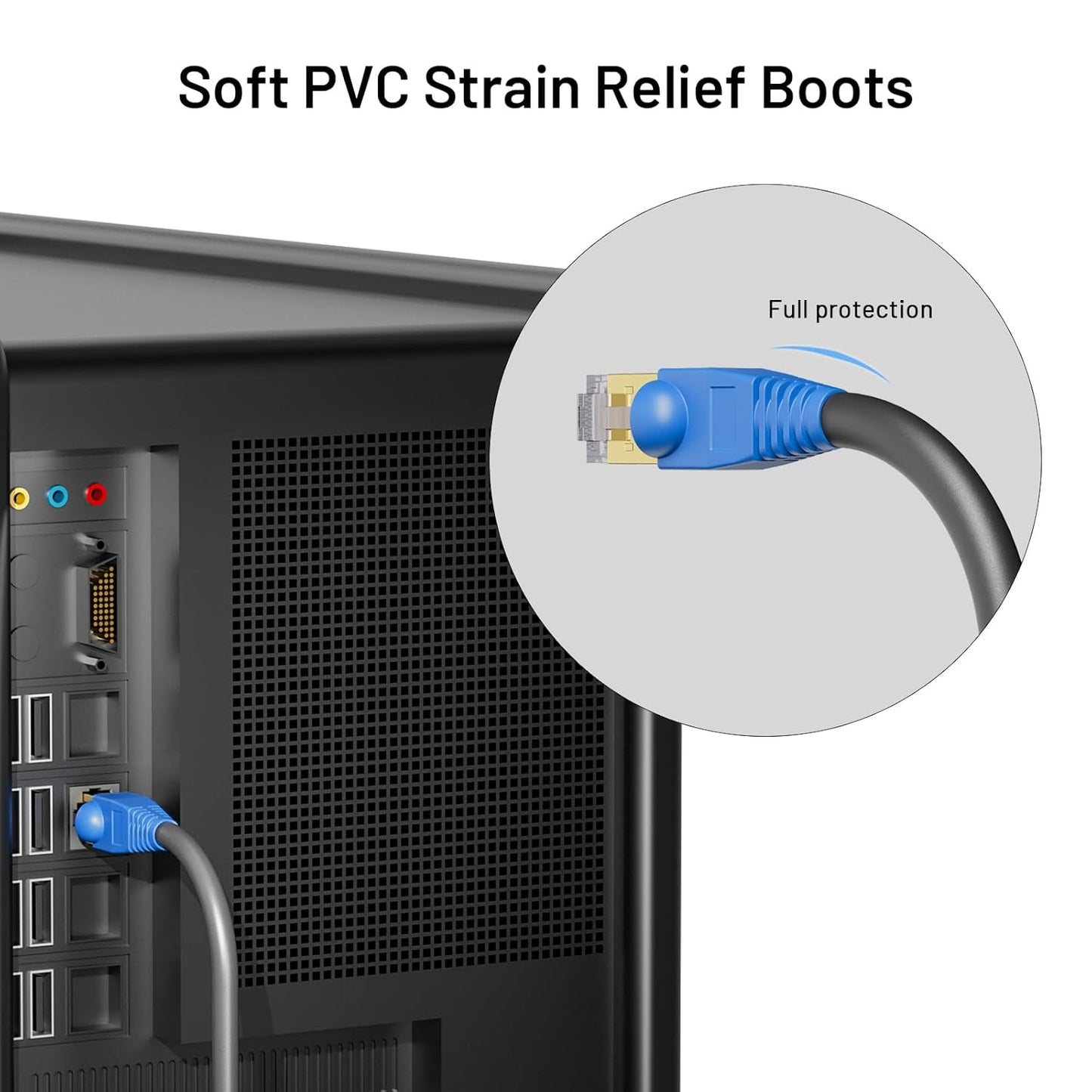 100-Pack Rj45 Strain Relief Boots Ethernet Network Cable Connector Plug Cover for Cat6 Cat5E Cat5(Blue)