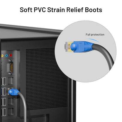 100-Pack Rj45 Strain Relief Boots Ethernet Network Cable Connector Plug Cover for Cat6 Cat5E Cat5(Blue)