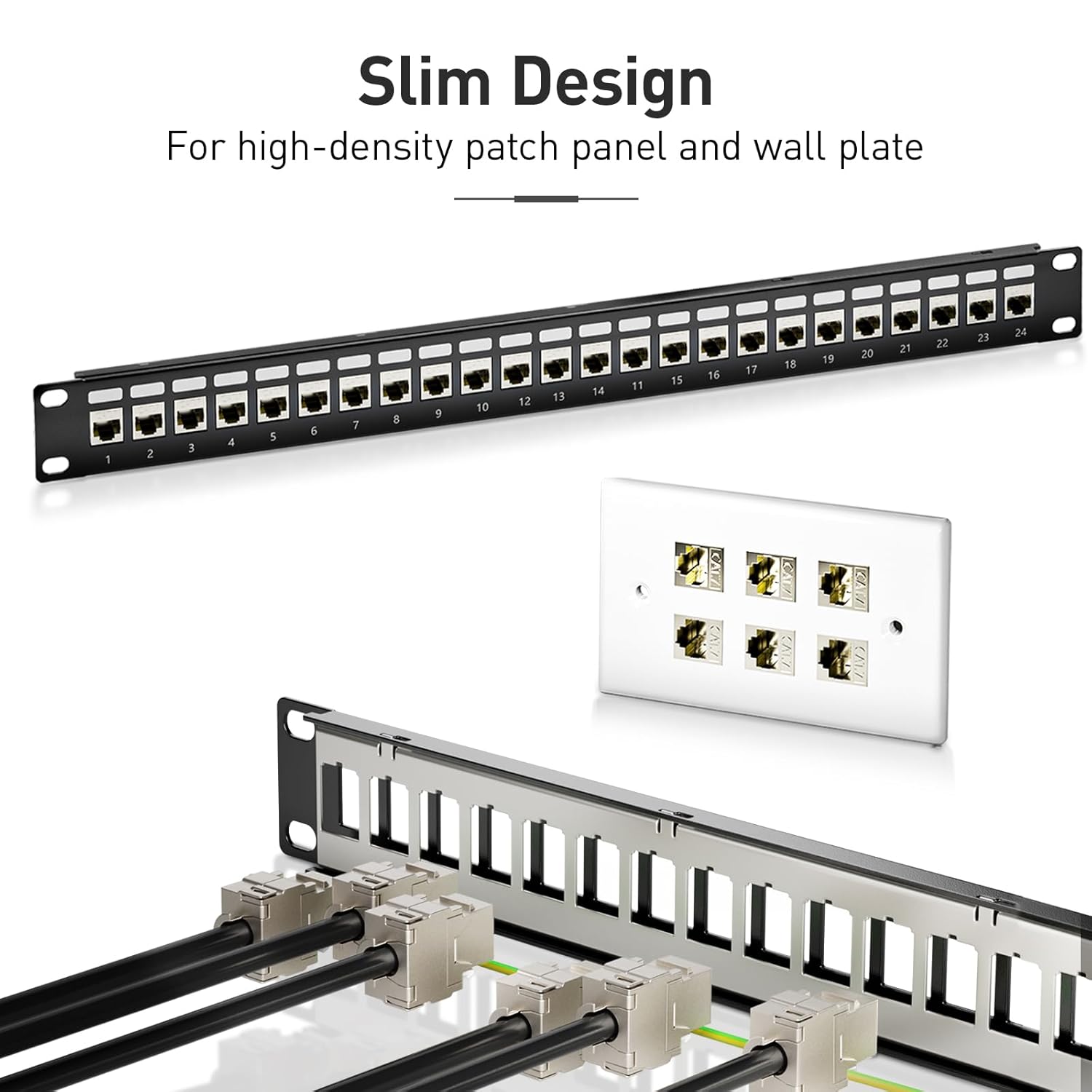 12-Pack Shielded Cat6A / Cat6 Keystone Jack 10Gbps Zinc-Alloy
