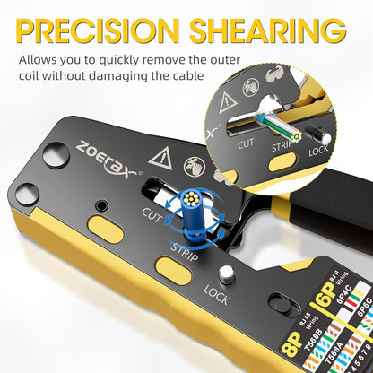 RJ45 Crimping Tool Ethernet Crimp Tool Crimper for RJ11/RJ12 Standard, RJ45 Pass Through Connectors, Yellow