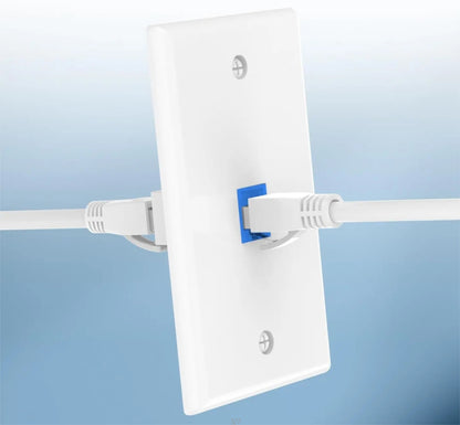 ZoeRax 2-Pack Ethernet Wall Plate Outlet, Single Gang Matte Keystone Wall Plate with RJ45 Keystone Coupler, Blue