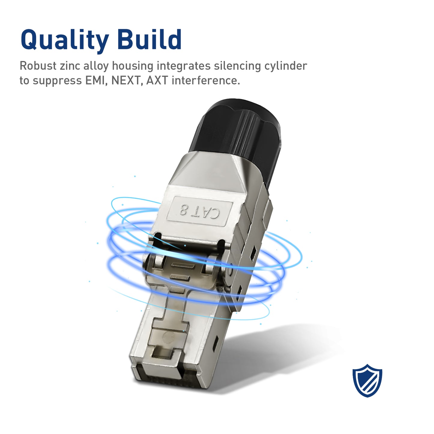ZoeRax Tool-Free RJ45 Connector, Gold-Plated Plug, Shielded Ethernet Connector for Cat6A/Cat7/Cat8, POE Compatible