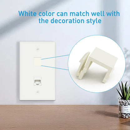 ZoeRax 50-Pack Blank Keystone Jack Inserts for Keystone Wall Plate and Patch Panel, White