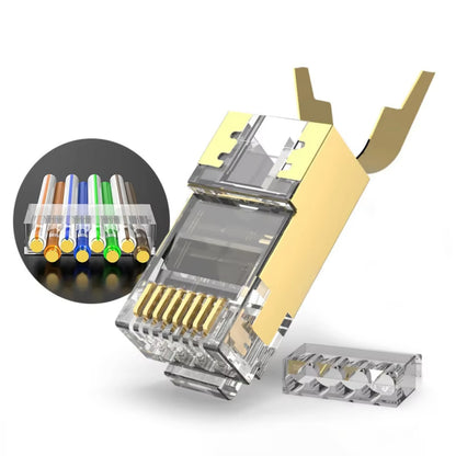 ZoeRax 2-Piece CAT6A & CAT7 Shielded RJ45 Modular Plug Connector 50μ 8P8C - RJ45 Connector Network Cable Connector - 1.5mm