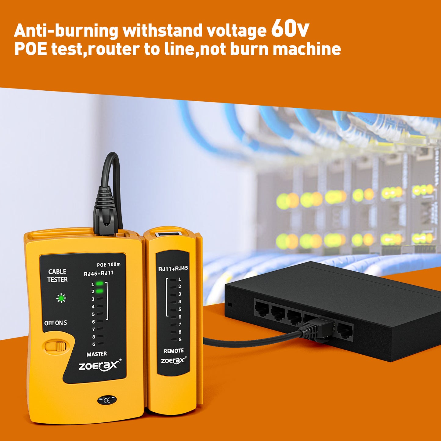 Network Cable Tester RJ45 LAN Cable Test Support POE for RJ45 Cat5 Cat5e Cat6 Cat6a Cat7 UTP/Shielded Cable and RJ11 RJ12 ethernet Cable Tester （Battery not Included）