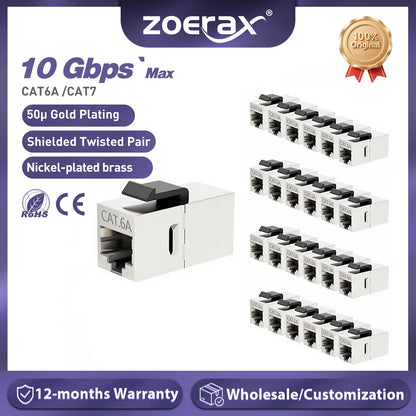 ZoeRax Cat8 Shielded Keystone Jack - Tool-Free RJ45 Module