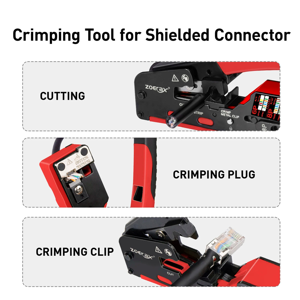 ZoeRax Professional RJ45 CAT7 CAT6A Crimping Tool - All-in-One Network Crimper & Wire Stripper