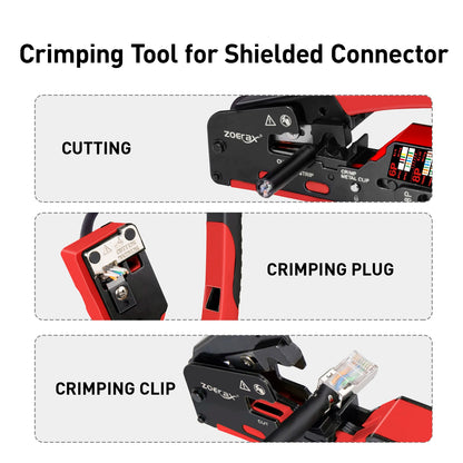 ZoeRax Professional RJ45 CAT7 CAT6A Crimping Tool - All-in-One Network Crimper & Wire Stripper