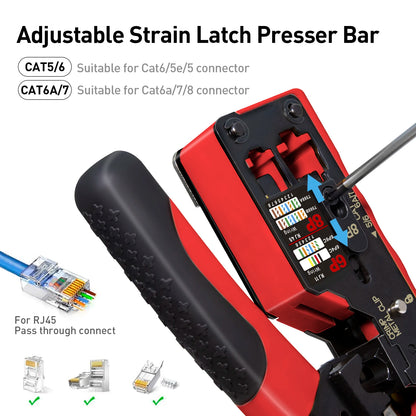 ZoeRax Professional RJ45 CAT7 CAT6A Crimping Tool - All-in-One Network Crimper & Wire Stripper