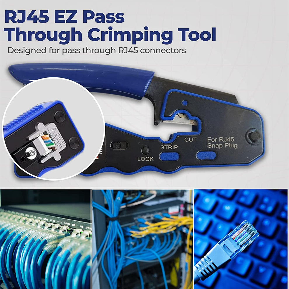 ZoeRax RJ45 Crimping Tool Pass Through Crimper Cutter for Cat6a Cat6 C
