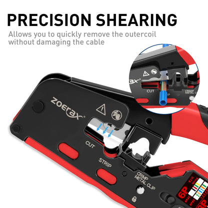 ZoeRax Professional RJ45 CAT7 CAT6A Crimping Tool - All-in-One Network Crimper & Wire Stripper