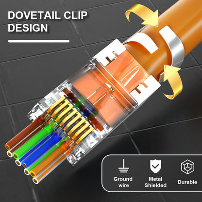 ZoeRax 30 Pcs RJ45 Cat8 Cat7 & Cat6A Pass Through connectors 8P8C 50UM Gold Plated Shielded FTP/STP | RJ45 Network Modular Plug - 1.5mm