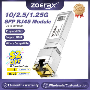 ZoeRax SFP 1.25G RJ45 Copper Transceiver Module - Main Product Image